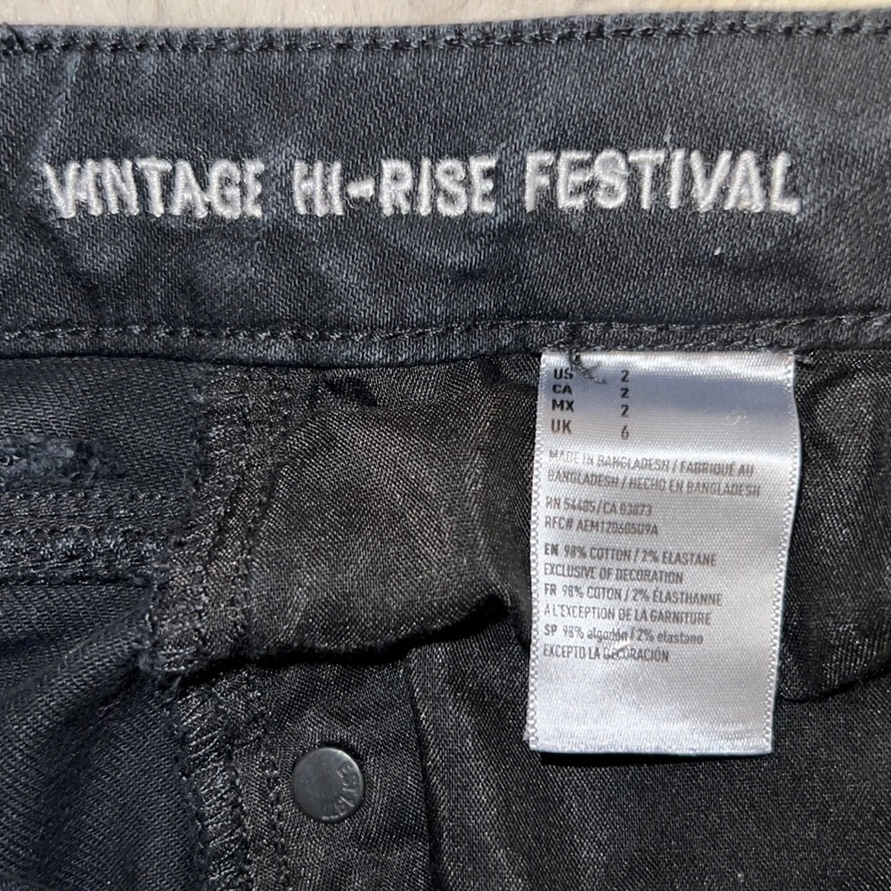 American Eagle Outfitters Stretch Black Ripped Jean High-Rise Shorts, Women’s 2 - Picture 7 of 8